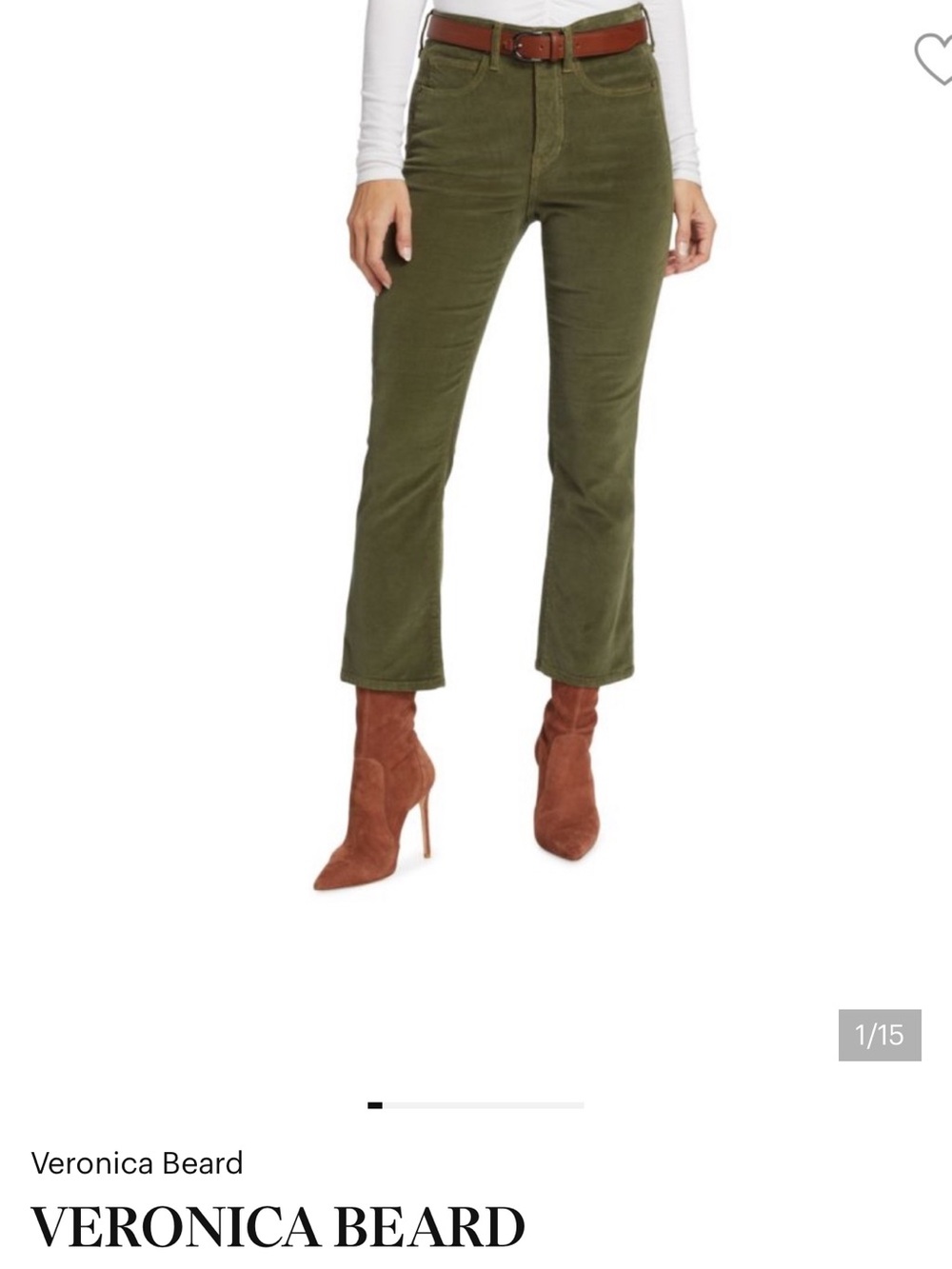 VERONICA BEARD Carly Kick Flare Olive Green Corduroy Pants